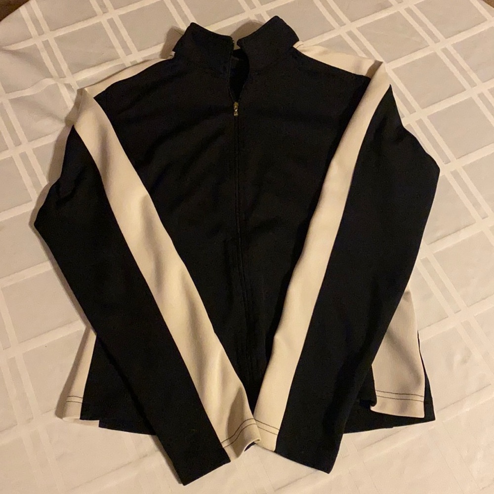 Black with white stripe zip up